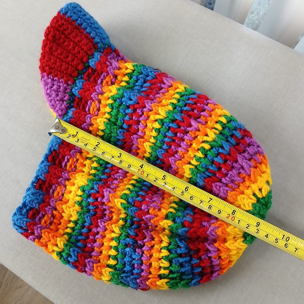 Rainbow Slouchy with a Brim OSFM handmade crochet newsboy premade Pride kidcore - Picture 7 of 8